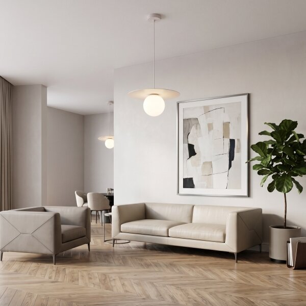 Lampadario a sospensione FLAT 1xE27/15W/230V, crema