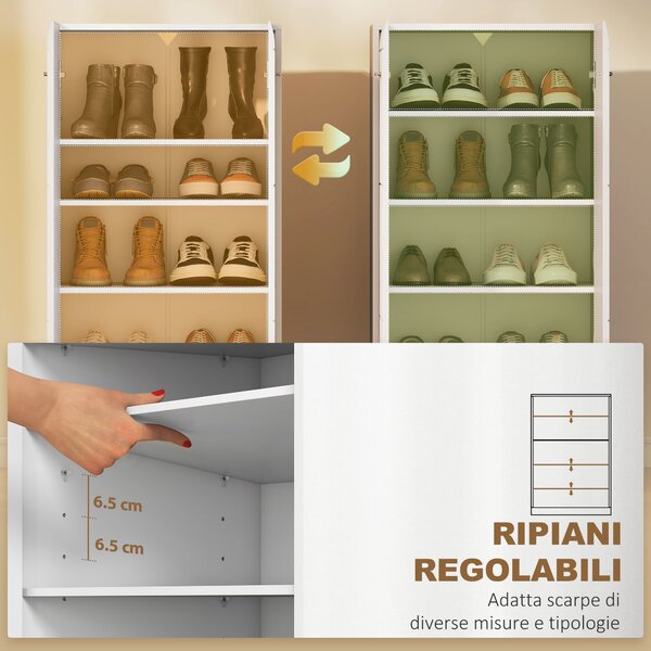 HOMCOM Scarpiera Ingresso Armadio Moderno 5 Ripiani Regolabili 55x36x108 cm Bianco | Aosom Italy