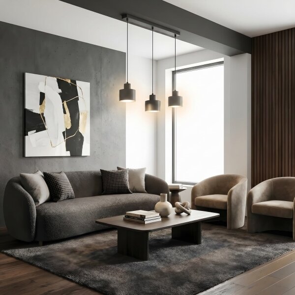 Lampadario a sospensione con cavo PARKLA 3xE27/15W/230V nero