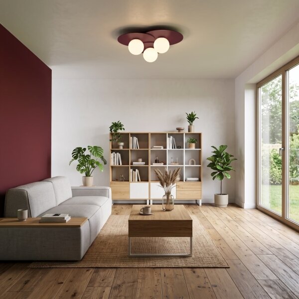 Plafoniera FLAT 3xE27/15W/230V 55x60 cm bordeaux
