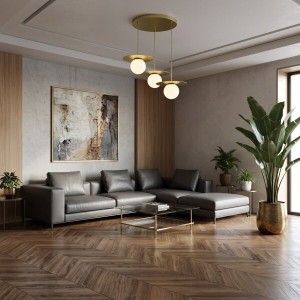 Lampadario a cavo FLAT 3xE27/15W/230V dorato