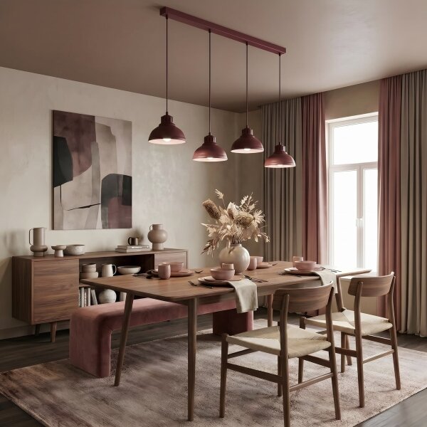 Lampadario a cavo SVEN 4xE27/15W/230V bordeaux