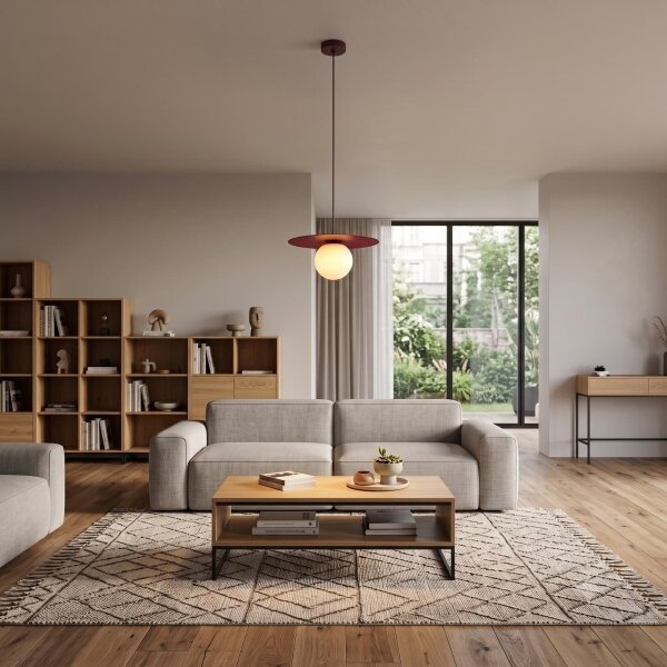 Lampadario a cavo FLAT 1xE27/15W/230V borgogna