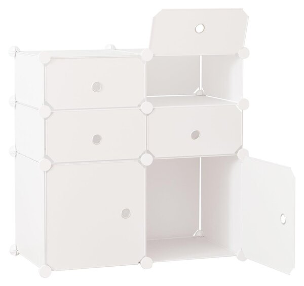 Scaffale per scarpiera con contenitori, armadio in plastica e acciaio, bianco, 75x37x73 cm