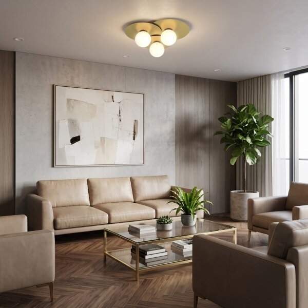 Plafoniera da soffitto FLAT 3xE27/15W/230V 55x60 cm dorata