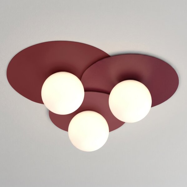 Plafoniera FLAT 3xE27/15W/230V 55x60 cm bordeaux