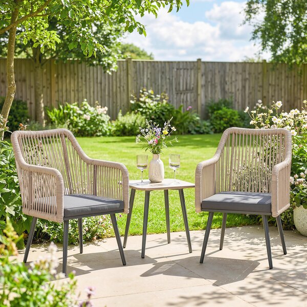 Outsunny Set 2 Sedie da Giardino con Cuscini e Braccioli, in Acciaio e Rattan PE, 54x65x80 cm, Grigio Scuro | Aosom Italy