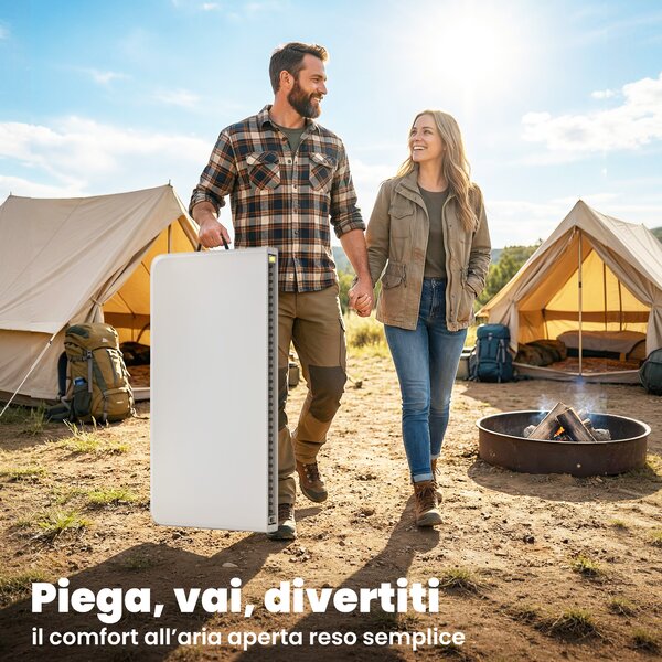 Outsunny Tavolo da Campeggio Tavolino da Esterno Pieghevole 86x86x74 cm Bianco | Aosom Italy