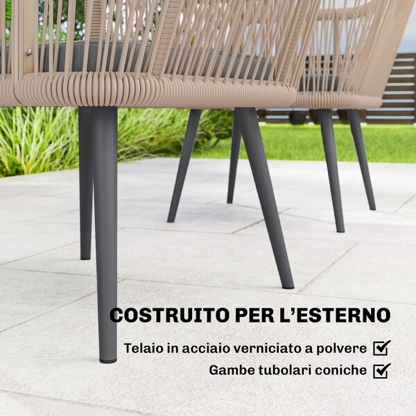 Outsunny Set 2 Sedie da Giardino con Cuscini e Braccioli, in Acciaio e Rattan PE, 54x65x80 cm, Grigio Scuro | Aosom Italy