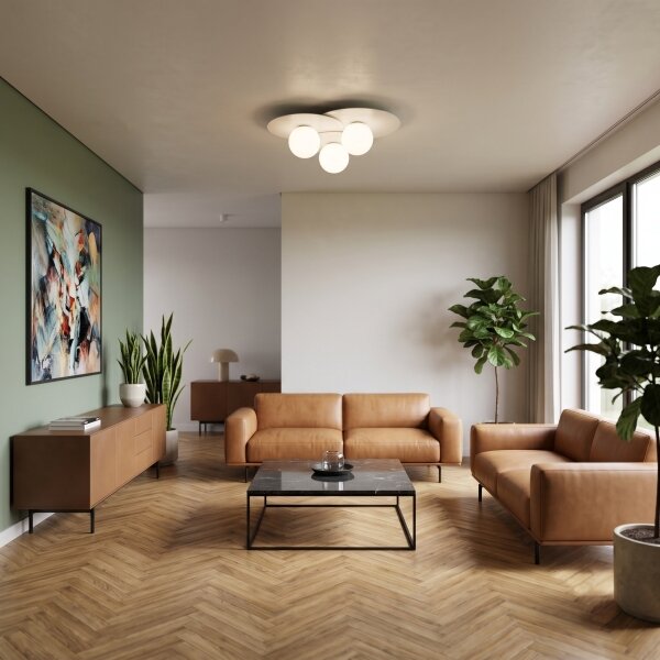 Plafoniera FLAT 3xE27/15W/230V 55x60 cm bianca
