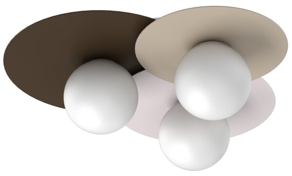 Plafoniera FLAT 3xE27/15W/230V 55x60 cm beige/crema/marrone