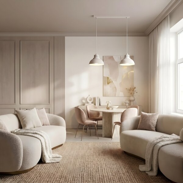 Lampadario a sospensione con cavo SVEN 2xE27/15W/230V colore crema