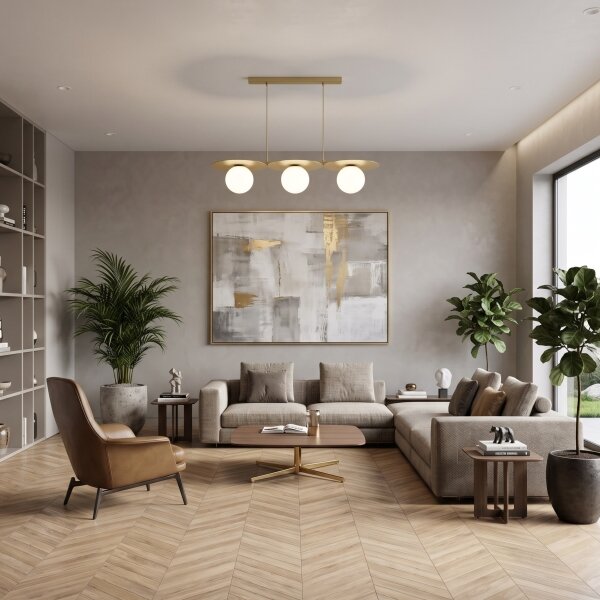 Lampadario a cavo FLAT 3xE27/15W/230V, finitura oro