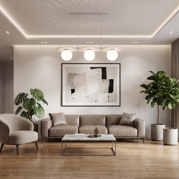 Lampadario su cavo FLAT 3xE27/15W/230V crema