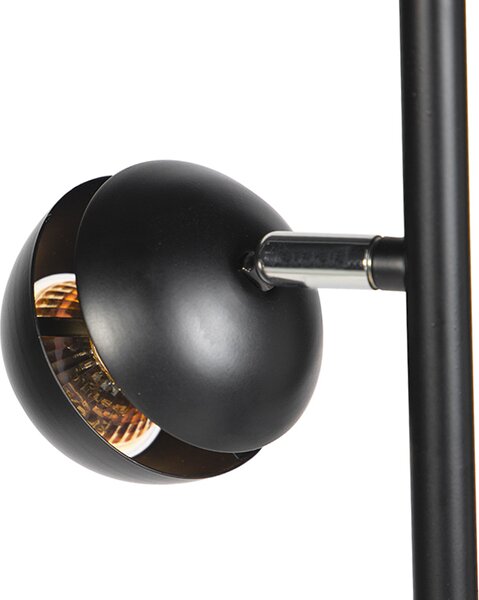 Lampada da terra moderna a 3 luci nera con interno dorato - Buell Deluxe