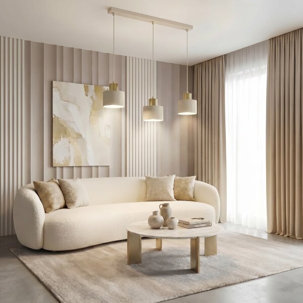 Lampadario sospeso a cavo PARKLA 3xE27/15W/230V beige/oro