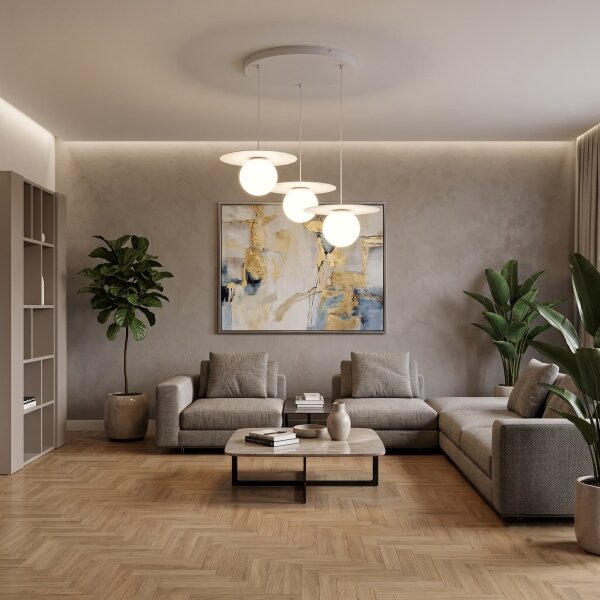 Lampadario sospeso con cavo FLAT 3xE27/15W/230V bianco