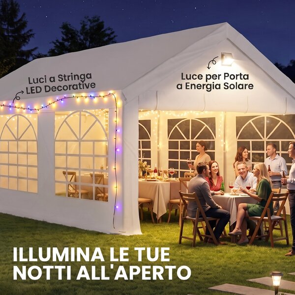 Outsunny Tendone per Feste 4x6 m con Finestre e 4 Pareti Laterali Rimovibili, in Acciaio e PE, Bianco | Aosom Italy