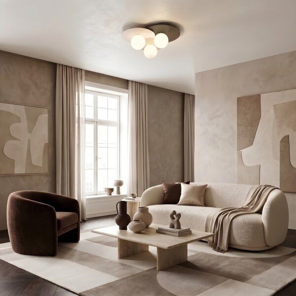 Plafoniera FLAT 3xE27/15W/230V 55x60 cm beige/crema/marrone