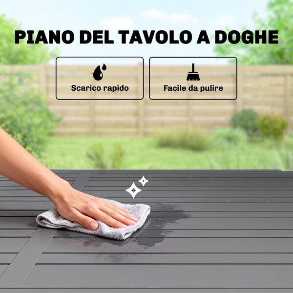 Outsunny Tavolo Estensibile Giardino 6-8 Persone, Esterno 110-170 cm, Grigio | Aosom Italy