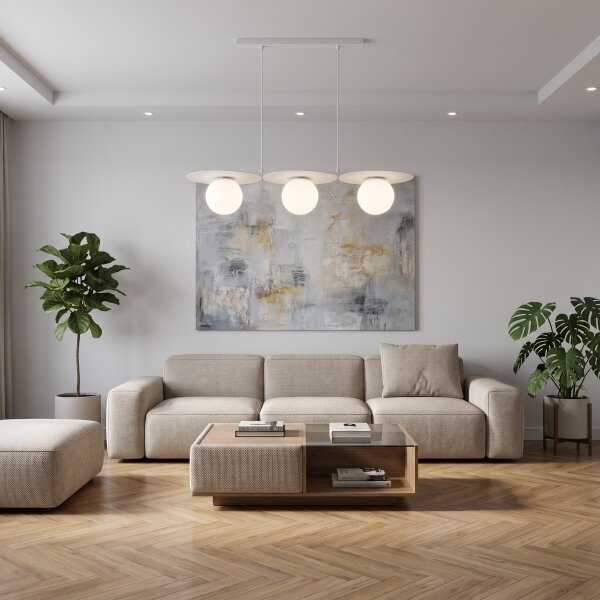 Lampadario su cavo FLAT 3xE27/15W/230V bianco
