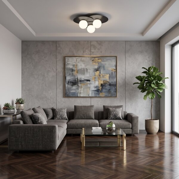 Plafoniera FLAT 3xE27/15W/230V 55x60 cm, nera