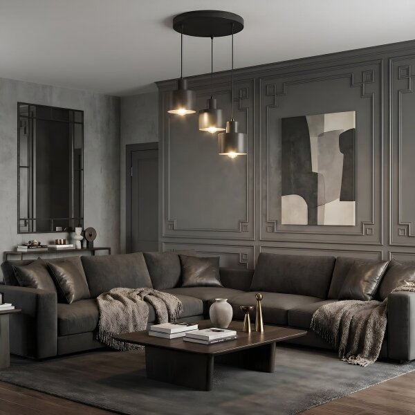 Lampadario a sospensione con cavo PARKLA 3xE27/15W/230V nero