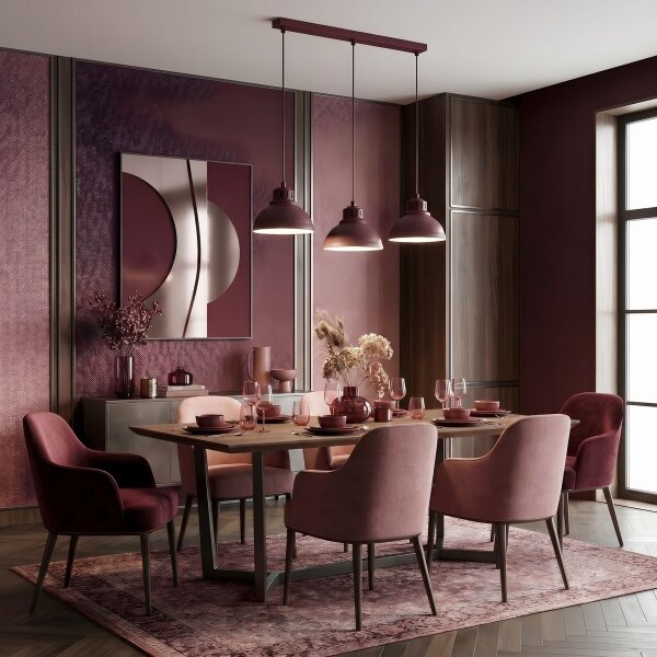 Lampadario a sospensione con cavo SVEN 3xE27/15W/230V bordeaux