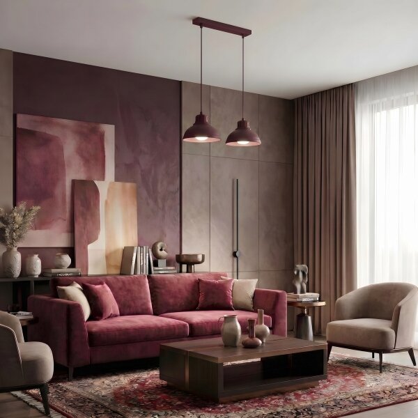 Lampadario a sospensione con cavo SVEN 2xE27/15W/230V bordeaux