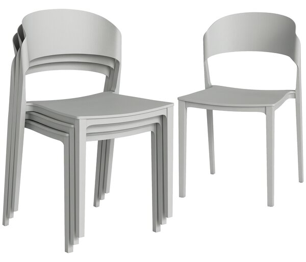 Outsunny Set 4 Sedie Giardino Outsunny, Impilabili, Struttura pp Adatte per Tutte le Stagioni | Aosom Italy