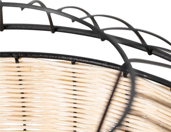 Lampada a sospensione orientale nera con rattan 38 cm - Emir