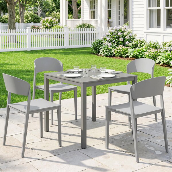 Outsunny Set 4 Sedie Giardino Outsunny, Impilabili, Struttura pp Adatte per Tutte le Stagioni | Aosom Italy