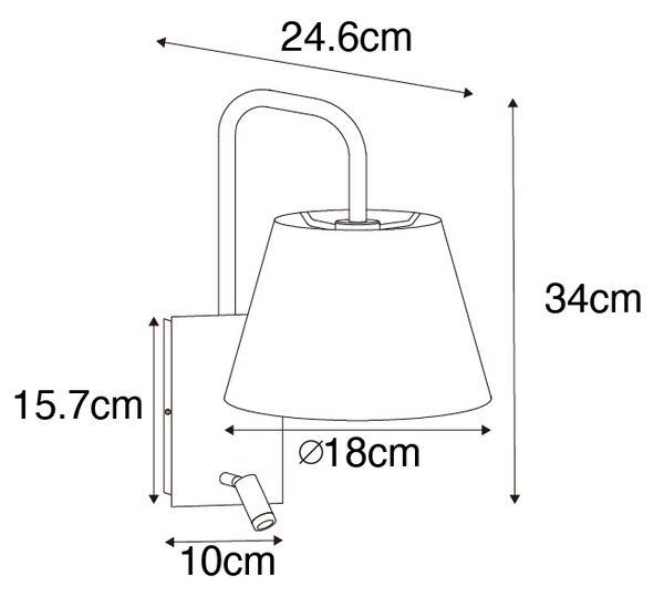 Lampada da parete moderna bianca e bronzo con lampada da lettura - Renier