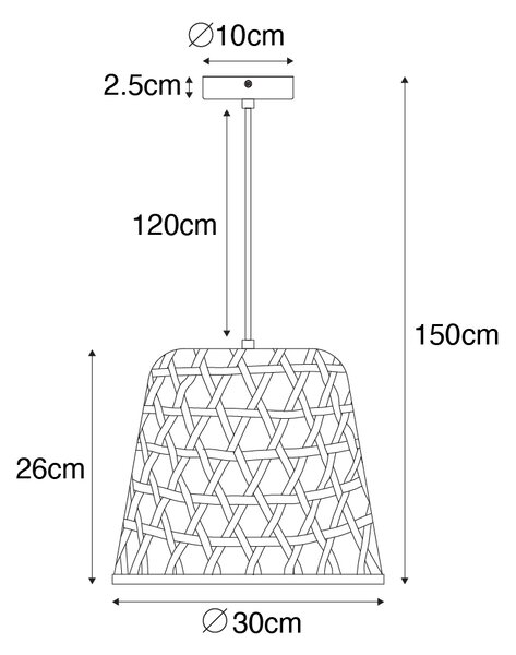 Lampada a sospensione orientale nera con bambù - Rayan
