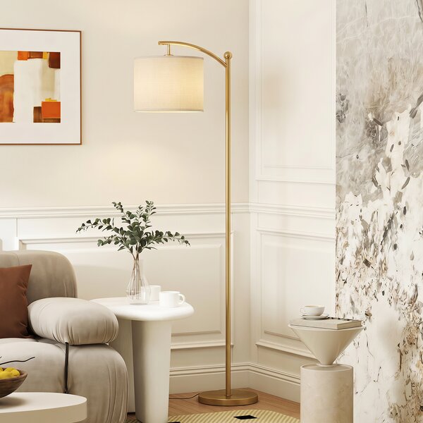 HOMCOM Lampada da Terra a LED con Telecomando, Luce Regolabile su 11 Colori di Temperatura e 11 Luminosità, Oro | Aosom Italy