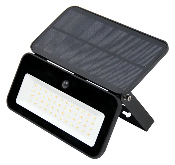 Faro Led 2W Nero con pannello solare IP65 CCT temperatura colore regolabile Dimmerabile con sensore crepuscolare e di movimento Novaline