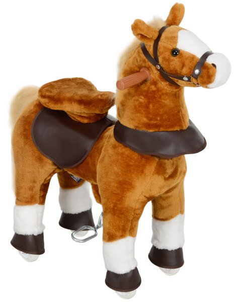 AIYAPLAY Cavallo a Dondolo per Bambini 3+ Anni con Suoni Realistico e Pedale, 70x28x70 cm, Marrone | Aosom Italy