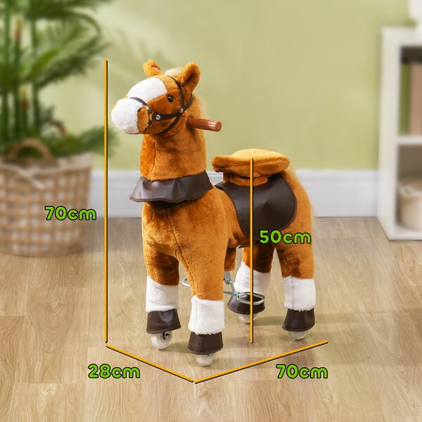 AIYAPLAY Cavallo a Dondolo per Bambini 3+ Anni con Suoni Realistico e Pedale, 70x28x70 cm, Marrone | Aosom Italy