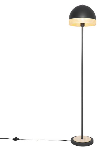 Lampada da terra orientale nera con rattan 30 cm - Magna Rattan