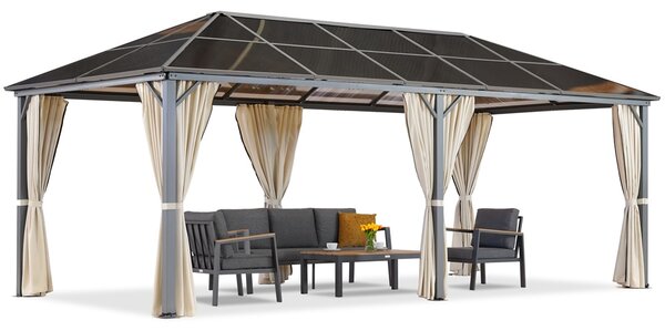 Gazebo da giardino Milos 3x6m con tende crema Garden Point