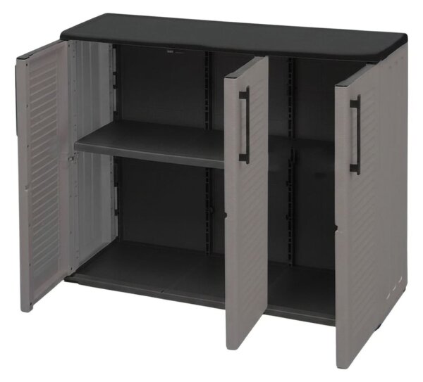 Armadio in plastica minimal 3 ante grigio e nero 102x84h cm - Aranka