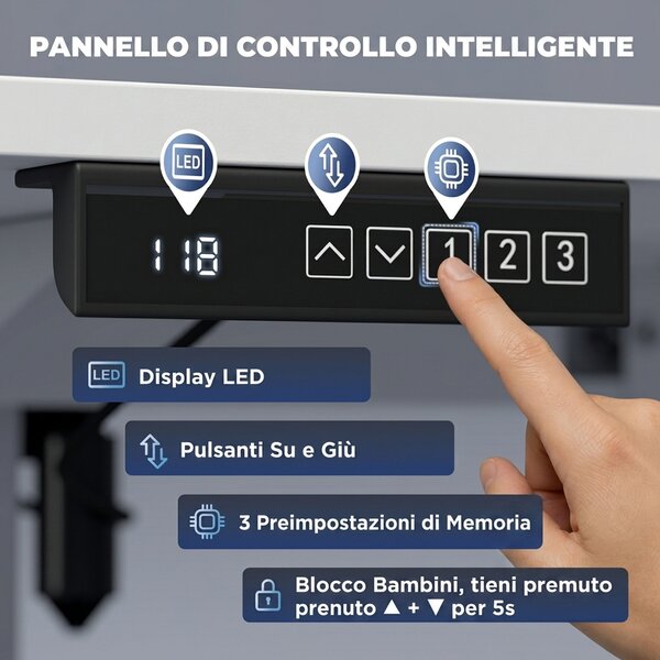 HOMCOM Scrivania Regolabile in Altezza con Memoria, Bianca | Aosom Italy
