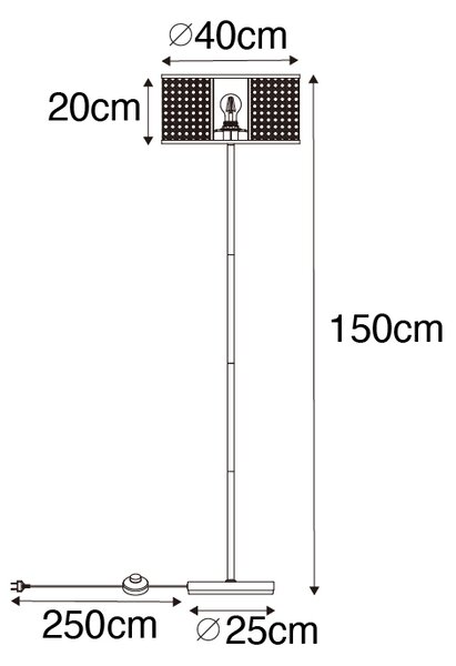 Lampada da terra orientale bianca con rattan 40 cm - Akira