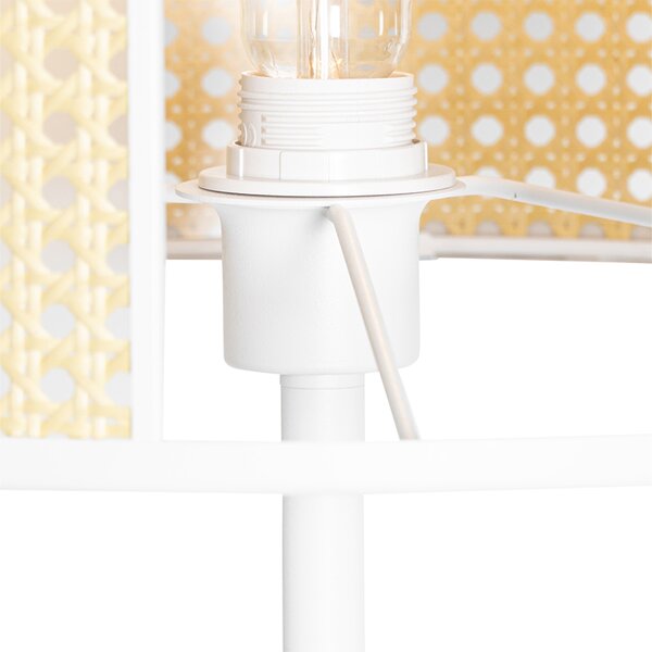 Lampada da terra orientale bianca con rattan 40 cm - Akira