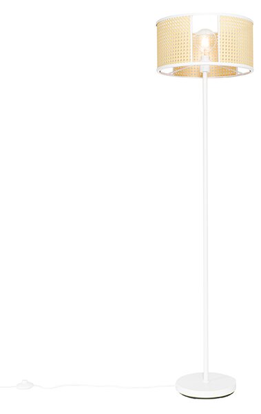 Lampada da terra orientale bianca con rattan 40 cm - Akira