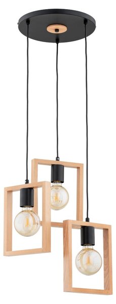 Lampada a sospensione REZON nera-legno chiaro 3xE27x15W, legno, dimensioni: 95x45x45 cm, IP20, Alfa