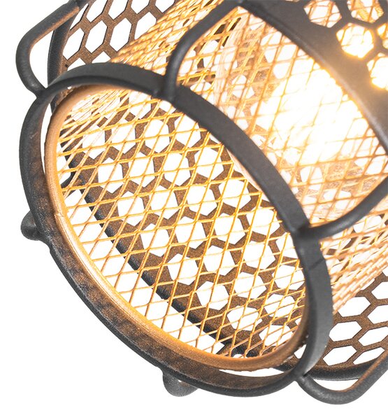 Lampada da terra di design nera con oro 3 luci - Noud