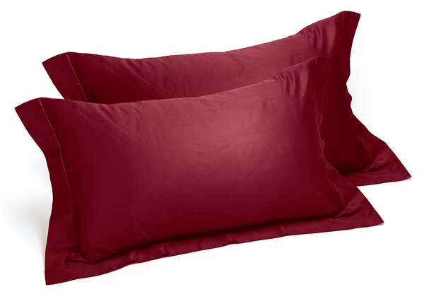 Coppia Federe In Raso Di Cotone Raso Standard Dreaming Tinta Unita Bordeaux Caleffi