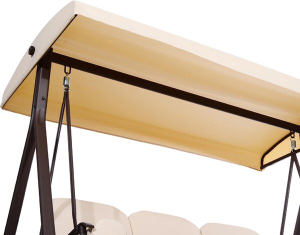 VivaGarden Dondolo da Giardino 3 Posti con Tettuccio Parasole e Portabicchieri in Metallo/Poliestere Dimensioni 207x120.5x174 cm colore Beige