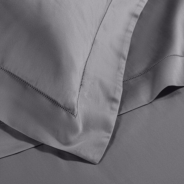 Coppia Federe In Raso Di Cotone Raso Standard Dreaming Tinta Unita Grigio Caleffi